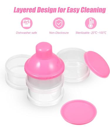 Milk Powder Dispenser Pots - BPA Free Formula Container for Travel & Outdoor Activities (Pink) - Buy Online on SooperMarket.com
