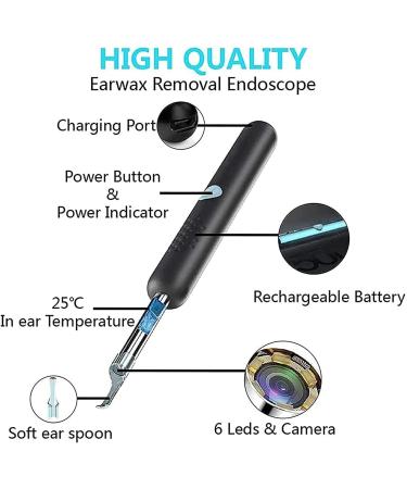 KANDUO 4.5mm Ear Wax Removal Otoscope with 3 Million Endoscopes - 6 LED Light Ear Cleaner for Precision Earwax Removal - Buy Online on SooperMarket.com