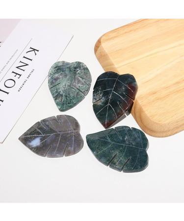 Natural Crystal Rough 1PC Natural Crystal Leaves Carving Moss Agate Family Decoration Sculpture Health Green Gem Gift DIY Pendant Gem - Buy Online on SooperMarket.com