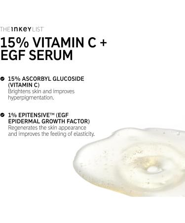 The INKEY List 15% Vitamin C and EGF Serum 30ml - Intensively Brightens All Skin Types - Buy Online on SooperMarket.com