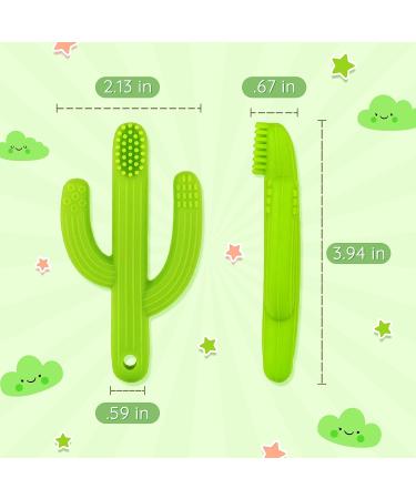Baby Cactus Teether - Infant Training Toothbrush in Green | Eco-Friendly Silicone Teething Toy - Buy Online on SooperMarket.com