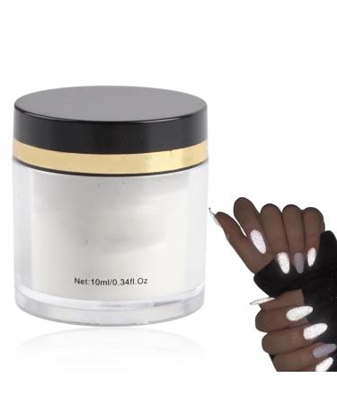 Nail Reflective Powder Professional Nail Glitter Powder Decor Manicure Dipping Pigment Dust for Nail Art Decoration 20g(White)