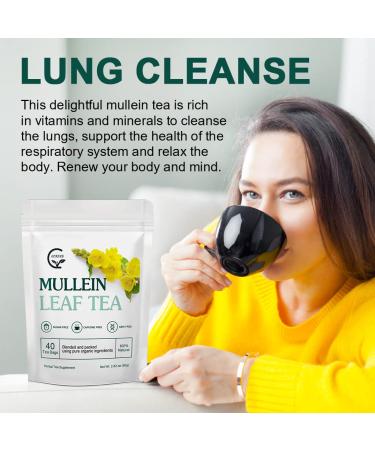 Mullein Leaf Tea Bags - Respiratory Support Herbal Tea | Caffeine-Free | 40 Tea Bags - Buy Online on SooperMarket.com