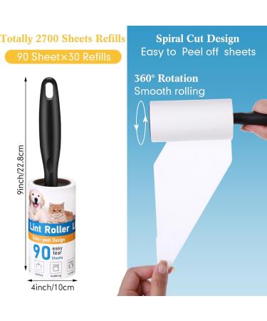 2700 Sheets Extra Sticky Lint Rollers for Pet Hair - Portable Remover Brush with 10 Handles & 30 Refills - Ideal for Couch Clothes Furniture & Carpet - Dog & Cat Hair Removal - Buy Online on SooperMarket.com