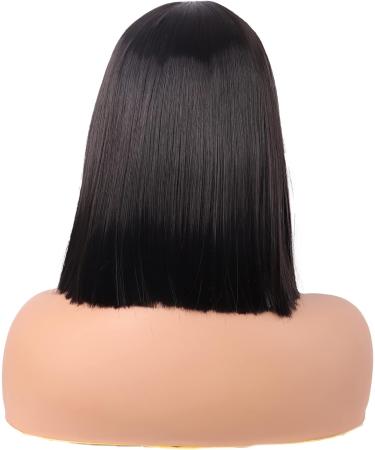 MapofBeauty 12 Inch/30 cm Straight Bob Flat Bangs Short Colorful Synthetic Hair Cosplay Party Wig (Black) - Buy Online on SooperMarket.com