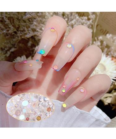 Dajidafu 1440 Pieces Semicircle Glass Crystal Set Flat Back Personalized 3D Tips Decoration Nail Art Rhinestones Wedding Dress Transparent - Buy Online on SooperMarket.com