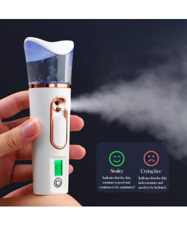 FATUXZ Handy Nano Mist Sprayer with Skin Analyzer Moisture Tester - Portable Facial Atomizer for Eyelash Extensions - Large Capacity Face Moisturizer for Hydration - Refreshing White - Buy Online on SooperMarket.com
