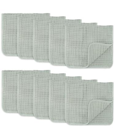Comfy Cubs Muslin Spitting towels 6 set large 100% cotton hand washcloth 6 layers extra absorbent and soft (fern 10-pack) Far pack of 10