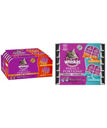 WHISKAS Perfect Portions Meaty Selections Adult Wet Cat Food Pat + Cuts in Gravy Chicken & Tuna (12x75g Trays)