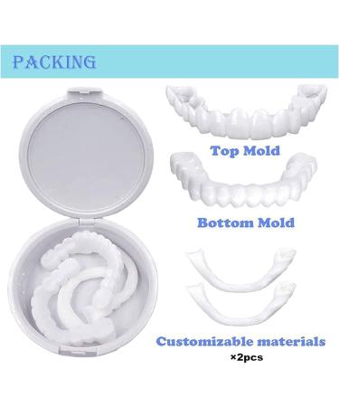 icehao Upper & Lower Teeth Veneers - Simulation Braces Snap On Smile Tooth Cover for Perfect Whitening - One Size Fits Most Comfortable Denture - 2pcs Set - Buy Online on SooperMarket.com