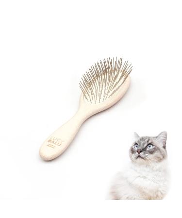 Lucybalu cat brush short hair & long hair |Fellbrush for cats |Subkin brush cat |Katzenkamm for the grooming of cats |Animal hair brush |Cat hair brush with metal bristles & wooden handle white