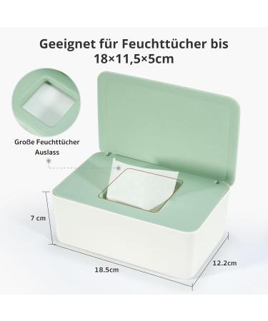 Cheerhom Baby Wet Wipes Box - Green Storage Box for Damp Toilet Paper & Cloths | 18 x 12.2 x 7cm | Ideal for Home Office & Outdoor Use - Buy Online on SooperMarket.com