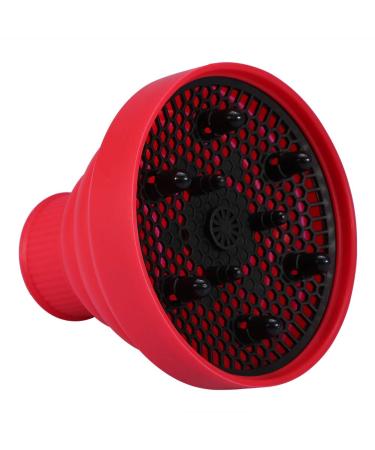 Hair Blower Diffuser Hairdryer Cover Styling Foldable Folding Collapsible Silicone Hairdressing Tool Attachment for Natural Wavy Fine Thick Hair for Home Barbershop Hairdressing Salon(Red)