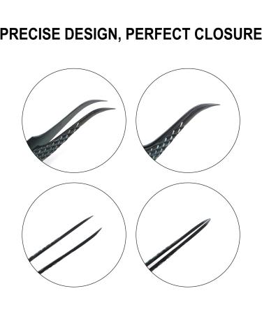 DASSEN Lashes Extension Tweezers Isolations tweezer Volume Lashes Tweezers Precision Slanted Straight Tip for Isolation Classic Lash Extensions Pointed Lash Tweezers for Eyelash Extensions (Black2-1) - Buy Online on SooperMarket.com