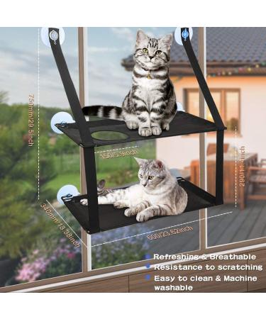 Cat Window Perch - Double Cat Hammock Seat for Large Cats | Durable & Safe Window Mounted Cat Bed | Space Saving Design | 6 Suction Cups | Suitable for Large & Small Cats - Buy Online on SooperMarket.com