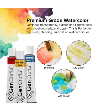 GenCrafts Watercolor Paint Set - 50 Premium Vibrant Colors - Non-Toxic Pigment Paints - 12 ml (0.406 oz) - Ideal for Paper, Canvas, and Crafts - Buy Online on SooperMarket.com