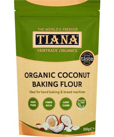 TIANA Fairtrade Organic Coconut Flour Premium Quality and Low-Carb 500g