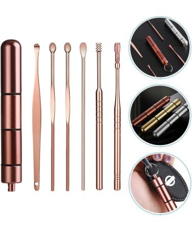 6pcs Stainless Steel Ear Cleaning Swab Kit | Rose Gold Ear Pick Set for Ear Wax Removal | Healeved Headphones Earbuds Cleaner - Buy Online on SooperMarket.com