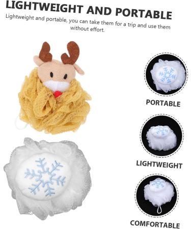 2pcs Soft Bath Ball & Exfoliating Shower Pouf - Luxurious Bathing Accessories for Girls - Cotton Loofah & Back Scrubber - Ideal for Relaxing Showers - Buy Online on SooperMarket.com