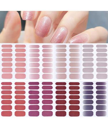 Mother's Day Gifts 8 Sheets Elegant Nail Polish Stickers & 3 Pieces Nail File Self-Adhesive Nail Art Decals Strips Manicure Kits Nail Art Designs for Women Girls(Pure Colors) D-8