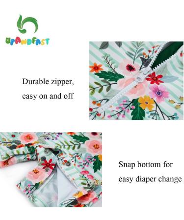 UPF 50+ Pink Flower Baby Girls Swimsuit with Snap Bottom | UV Protection Swimwear for 3-6 Months - Buy Online on SooperMarket.com