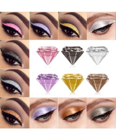Reddhoon 6 Colors Diamond Liquid Glitter Eyeshadow Jelly Gel Shiny Eyeshadow Cream Waterproof Long Lasting Sparkling Glitter Liquid Eyeshadow Metallic Pigment - Buy Online on SooperMarket.com