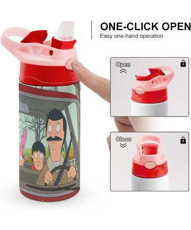 Bob's Drive Burgers Kids Water Bottle | Vacuum Insulated Stainless Steel 500ml Cup with Straw | Toddler Thermos in Pink Style - Buy Online on SooperMarket.com