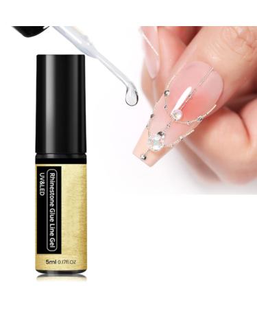 Nail Rhinestone Glue Gel Solid Nail Glue Gel Soak off Gel Clear No Wipe Adhesive Nail Art Gel Glue for Rhinestones Crystal Resin Gems Diamonds Jewelry Gel Nail Polish Decoration