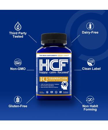 HCF Happy Calm & Focused - Natural Nootropic Brain Supplement Capsules 90 Count for Men & Women - Caffeine-Free Natural Calm & Happy Pills for Concentration Attention Support & Stress Relief - Buy Online on SooperMarket.com