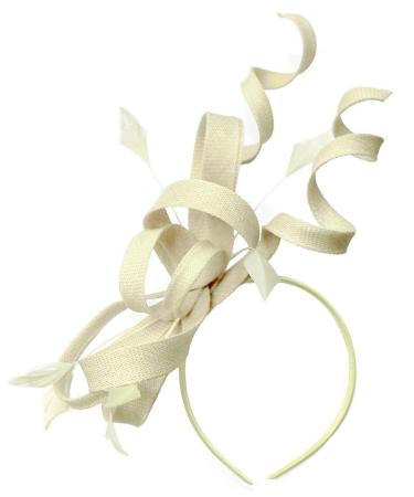 Swirl Loop Sinamay Headband Fascinator For Women Wedding Ascot Races Cream