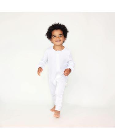 Ribbed Cotton Zip Up Baby Sleepsuits | Unisex Newborn Clothes | 2-3 Years | White - Buy Online on SooperMarket.com
