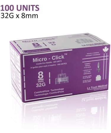 8mm 32G Micro-Click Diabetic Pen Needles 100 pen needles Insulin Pen Needles ozempic needles - Buy Online on SooperMarket.com
