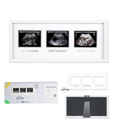 BabySquad Trimester Photo Frame, 16.5 x 6.5 INCHES (EXTRA LARGE SIZE), Bonus Matte Insert, Sawtooth Hanger + Kickstand Stand, Ultrasound and Sonogram Progression Photo Frame