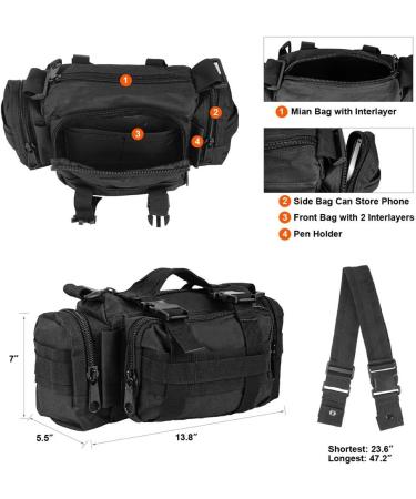 BraveHawk OUTDOORS Bike Handlebar Bag - Water Resistant 900D Nylon Oxford Waist Bag for Cycling - Black Medium - Buy Online on SooperMarket.com