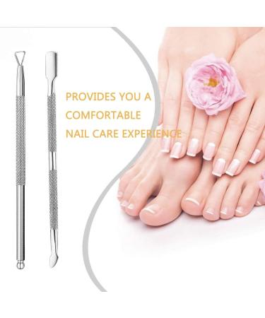 2 Pcs Stainless Steel Cuticle Pusher & Peeler Set for Nail Care | Dual Head Nail Scraper for Fingernails & Toenails - Professional UV Gel Polish Remover Tool - Buy Online on SooperMarket.com