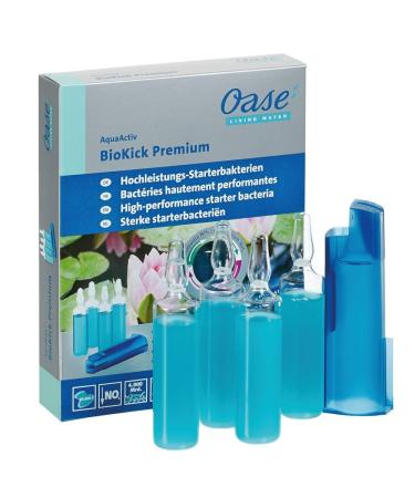 OASE 51280 Aquaactiv Biokick Premium 4 x 20 ml for 10 000 l - highly concentrated filter bacteria Starter bacteria for pond fish pond garden pond 80 ml single