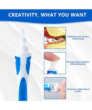 Upgraded 360 Spiral Silicone Ear Cleaner Kit - Ear Wax Remover with 16 Washable Heads for Kids & Adults - Best Ear Cleaning Solution - Buy Online on SooperMarket.com