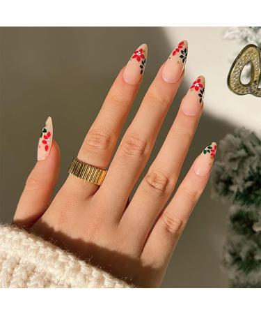 Vatocu Christmas False Nails Short Red Press On Nails - Snowflakes, Elk, Snowman Design - 24pcs - For Women and Girls - Buy Online on SooperMarket.com