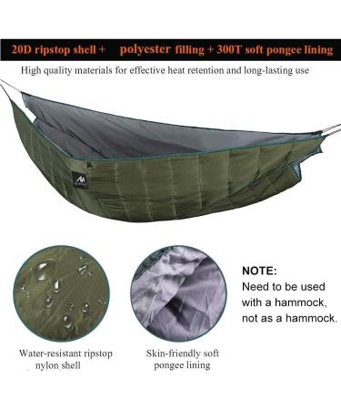 AYAMAYA Hammock Underquilt - Full Length Winter Insulation Blanket for Double Hammock - Dark Green - Buy Online on SooperMarket.com