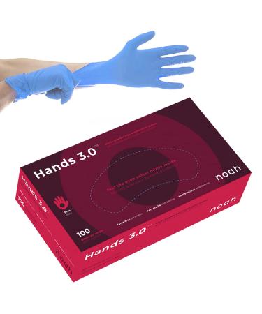 Noah 3.0 - Single Use Nitrile Gloves - Powder Free - Hypoallergenic - Textured Fingertips - Ambidextrous (100 Units) M (Pack of 100)