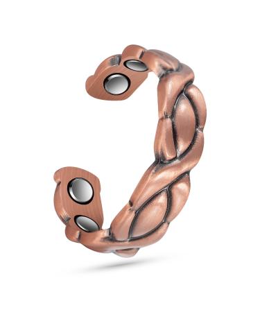 EnerCoppeX Copper Magnetic Ring for Women Lymphatic Drainage Adjustable Ring 3500 Gauss Magnet (CPR-0178)
