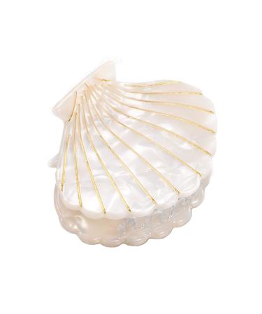 Shell Jaw Clip Hair Claw Clip Clamps Resin Hair Clips Marble Pattern Hairpins Hair Accessories for women Styling Hairdressing (White)