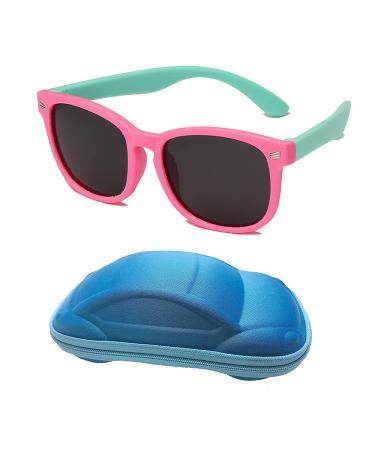 YAMEIZE Child Cute Anti Blue Light Glass Rubber Flexible Glasses for Boys Girls Age 3-10 Pink Green Grey