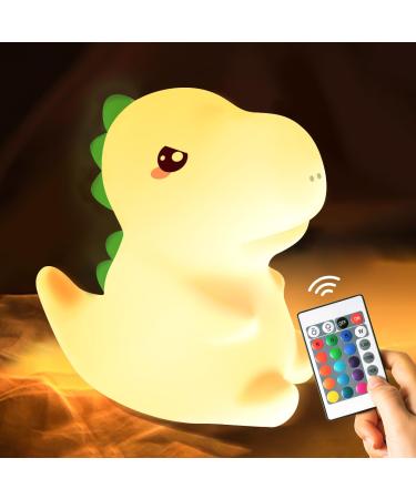 One Fire Dinosaurs Night Light Kids 16 Colors+Remote Baby Night Light Newborn Dimmable Dinosaur Lights for Bedroom Decor Rechargeable Kids Night Light Kawaii Silicone Dinosaur Gifts Christmas Gifts