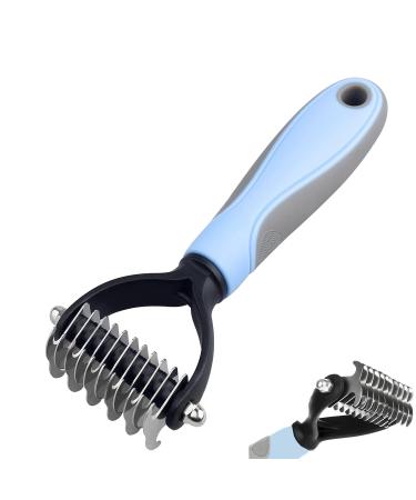 nuoshen Pet Grooming Dematting Comb Double Sided Teeth Blade Dog Undercoat Rake Comb Pet Rake Comb for Dogs and Cats Removes Loose Undercoat