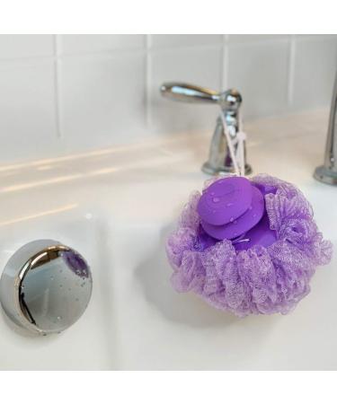Grand Fusion Exfoliating Loofahs for Men and Women - Pack of 3 Purple Body Scrubbers with Liquid Soap Dispensing Feature - Compatible with Your Favorite Body Wash - Convenient Hanging Loop - Buy Online on SooperMarket.com