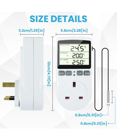 Doright Digital Temperature Controller LCD Screen Thermostat UK Plug - Ideal for Greenhouse, Farm, Terrarium, Reptile - 250V/13A - Buy Online on SooperMarket.com