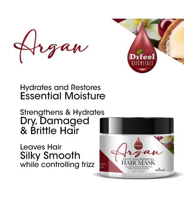 Shop Difeel Essentials Deep Nourishing Argan Hair Mask - 8 oz Deep Conditioning Treatment with 100% Essential Oils for Dry Hair - Buy Online on SooperMarket.com