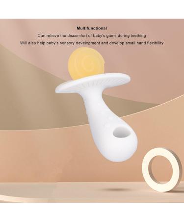 Newborn Teething Toy: Large Silicone Baby Teether Stick (Yellow/White) - Easy to Clean, Textured Handle - 6-12 Months - Buy Online on SooperMarket.com