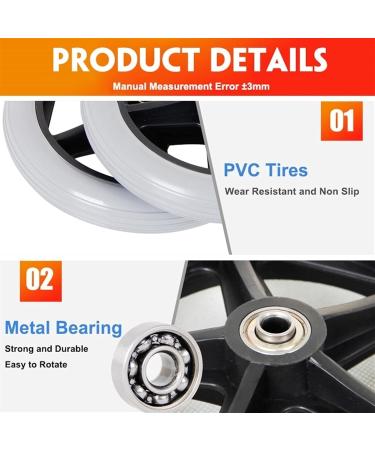 Wheelchair Front Wheel 1 Pair Wheelchair Front Wheels PVC Solid Wheelchair Front Professional Anti-Slip Wheelchair Wheel Accessories for Rollators Walk/Gray/7Inch(Black 6Inch) 6Inch Black - Buy Online on SooperMarket.com